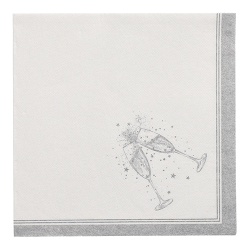 20 Servietten "ROYAL Collection" 1/4-Falz 40 cm x 40 cm silber "Festivities"
