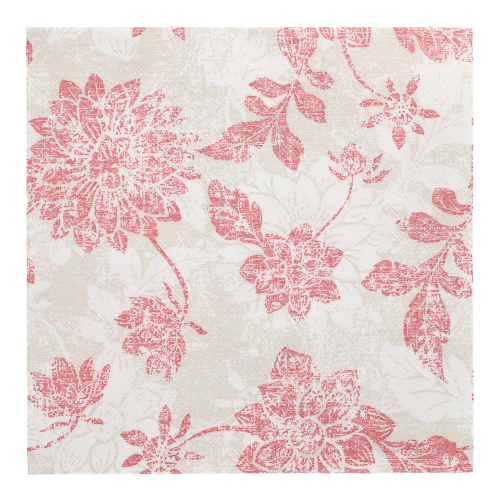 20 Servietten "ROYAL Collection" 1/4-Falz 40 cm x 40 cm bordeaux "Flowers"
