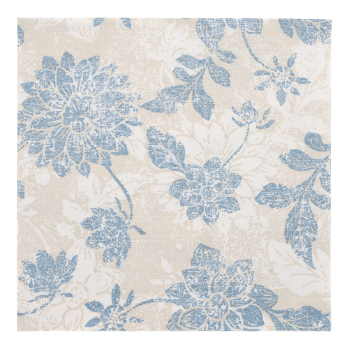 20 Servietten "ROYAL Collection" 1/4-Falz 40 cm x 40 cm arktikblau "Flowers"