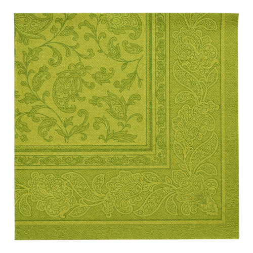 50 Servietten "ROYAL Collection" 1/4-Falz 40 cm x 40 cm olivgrün "Ornaments"