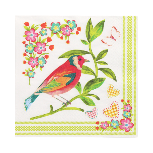 20 Servietten, 3-lagig 1/4-Falz 33 cm x 33 cm "Birdie"