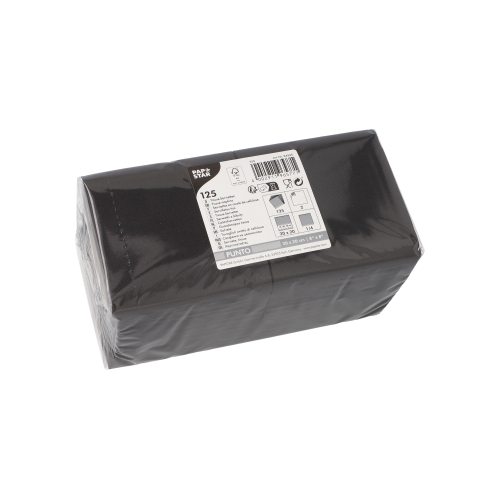 125 Servietten, 2-lagig "PUNTO" 1/4-Falz 20 cm x 20 cm schwarz