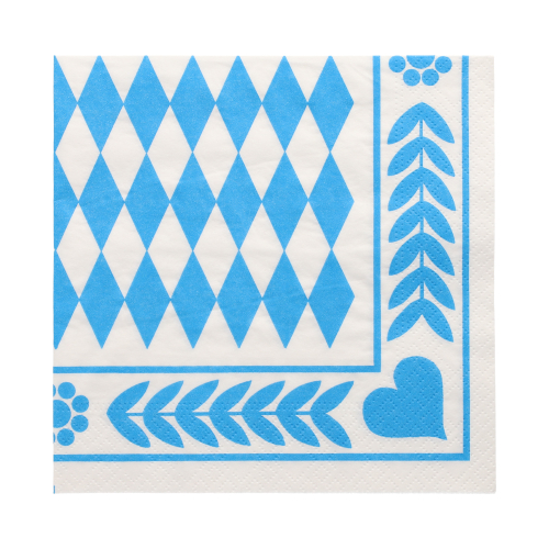 250 Servietten, 3-lagig 1/4-Falz 33 cm x 33 cm "Bayrisch Blau"