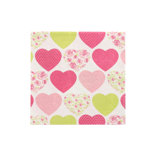 20 Servietten, 3-lagig 1/4-Falz 25 cm x 25 cm "Sweetheart"