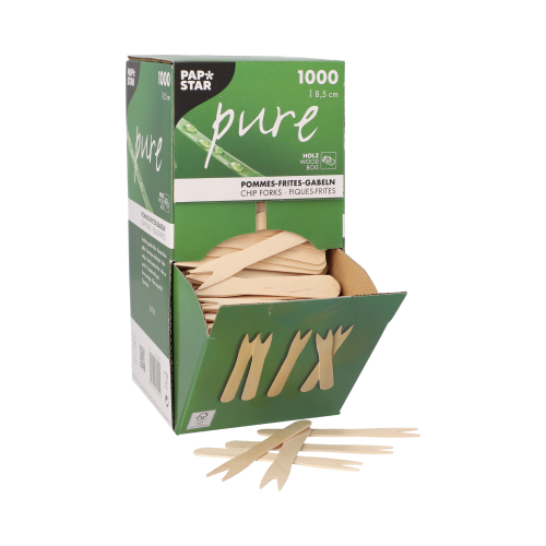 1000 Pommes-Frites-Gabeln, Holz "pure" 8,5 cm