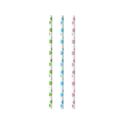 25 Trinkhalme, Papier Ø 6 mm · 20 cm farbig sortiert "Dots"