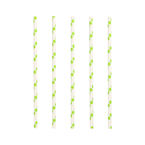 100 Trinkhalme, Papier Ø 6 mm · 20 cm "green Dots"
