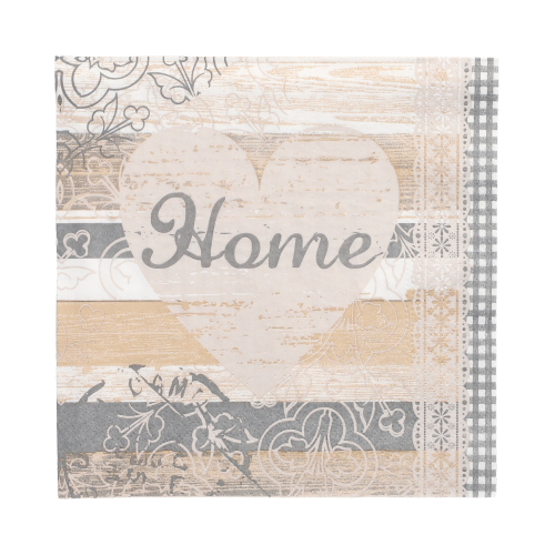 20 Servietten, 3-lagig 1/4-Falz 33 cm x 33 cm "Home"