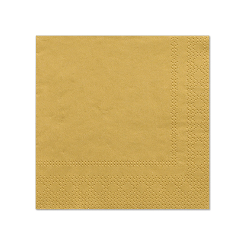 20 Servietten, 3-lagig 1/4-Falz 25 cm x 25 cm gold