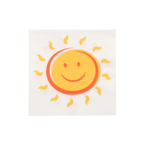 20 Servietten, 3-lagig 1/4-Falz 25 cm x 25 cm "Here comes the Sun"