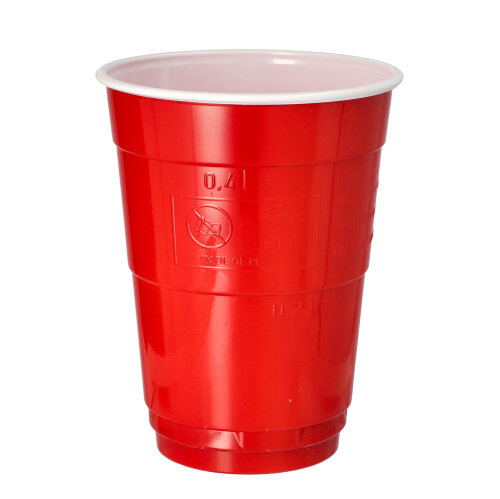 10 Bierbecher, PS 0,4 L Ø 9,5 cm · 12 cm rot/weiss