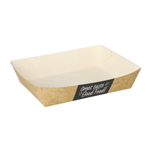 50 Snacktrays, Pappe "pure" 4 cm x 11 cm x 16 cm "Good Food"