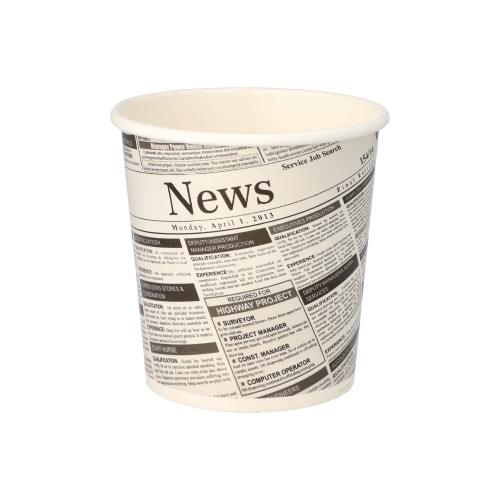 50 Snackbecher, Pappe "To Go" rund 470 ml Ø 9,9 cm · 9,9 cm "Newsprint"