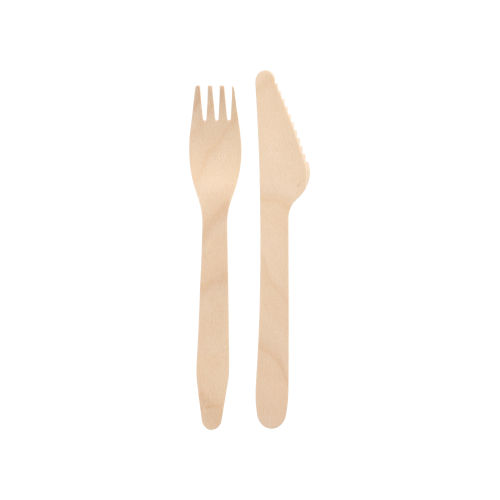 500 Bestecke, Holz "pure" 16,5 cm (Messer, Gabel)