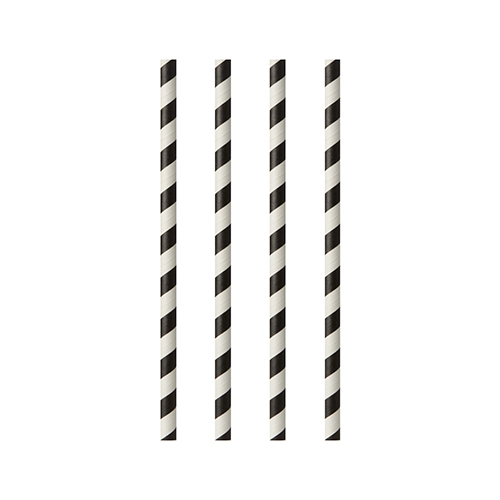 100 Trinkhalme, Papier Ø 6 mm · 20 cm schwarz/weiss "Stripes"