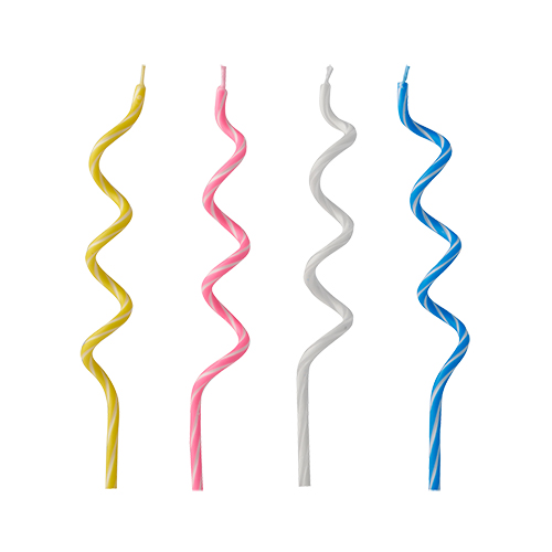 12 Geburtstagskerzen 12,5 cm farbig sortiert "Spirale"