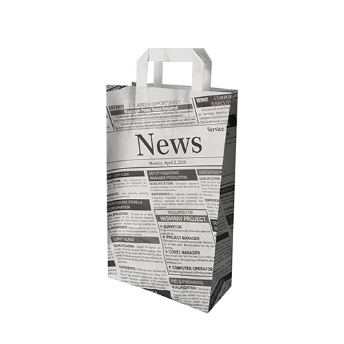 50 Tragetaschen, Papier 36 cm x 22 cm x 10 cm "Newsprint" mit Tragegriff