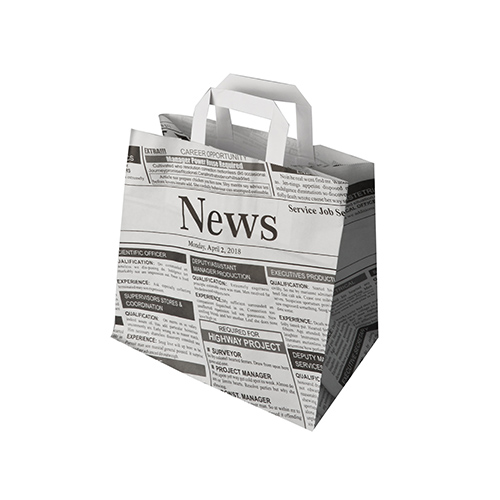 50 Tragetaschen, Papier 25 cm x 26 cm x 17 cm "Newsprint" mit Tragegriff