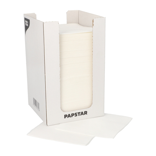 100 Servietten, 2-lagig "PUNTO" 1/4-Falz 20 cm x 20 cm weiss in Spenderbox