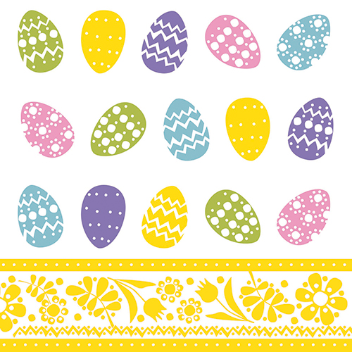 100 Servietten, 3-lagig 1/4-Falz 33 cm x 33 cm "Coloured Eggs"
