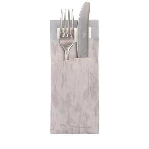 520 Bestecktaschen 20 cm x 8,5 cm grau inkl. weißer Serviette