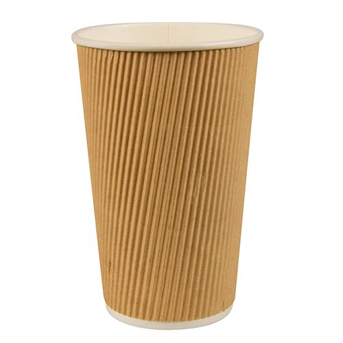 10 Trinkbecher, Pappe 0,4 L Ø 9 cm · 13,7 cm natur Ripple Wall