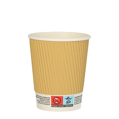 10 Trinkbecher, Pappe 0,2 L Ø 8 cm · 9 cm natur Ripple Wall