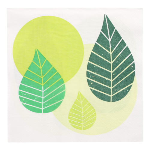 20 Servietten, 3-lagig 1/4-Falz 40 cm x 40 cm grün "Graphic Leaves"