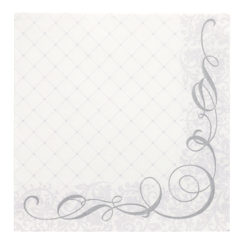 50 Servietten "ROYAL Collection" 1/4-Falz 40 cm x 40 cm silber "Megan"