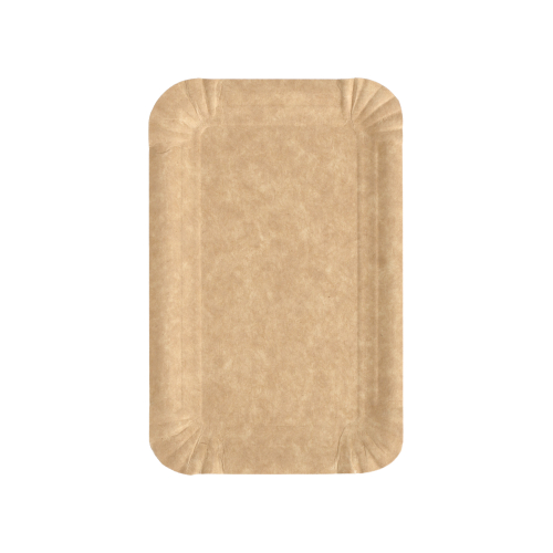 250 Teller, Pappe "pure" eckig 10 cm x 16 cm braun