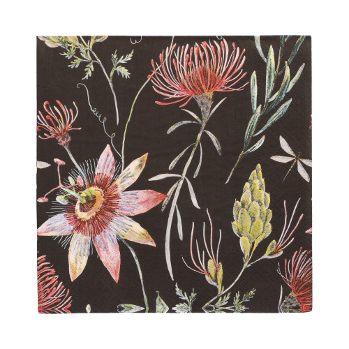 20 Servietten, 3-lagig 1/4-Falz 33 cm x 33 cm "Flowers"