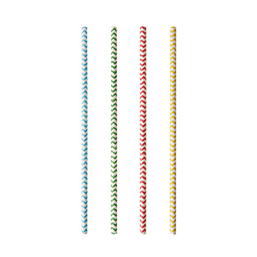 25 Trinkhalme, Papier Ø 6 mm · 20 cm farbig sortiert "Zig-Zag"