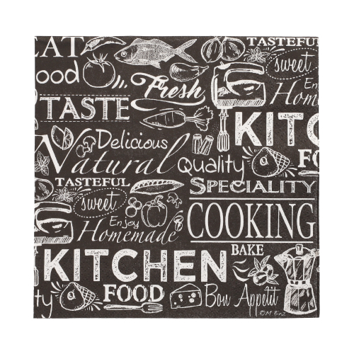20 Servietten, 3-lagig 1/4-Falz 33 cm x 33 cm "Kitchen"