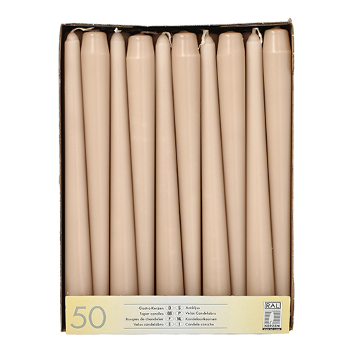 50 Leuchterkerzen Ø 2,2 cm · 25 cm puder