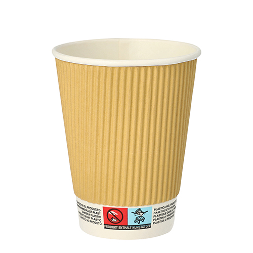10 Trinkbecher, Pappe 0,3 L Ø 9 cm · 11 cm natur Ripple Wall