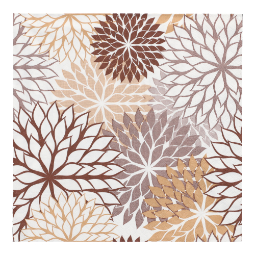 20 Servietten, 3-lagig 1/4-Falz 40 cm x 40 cm taupe "Floralies"