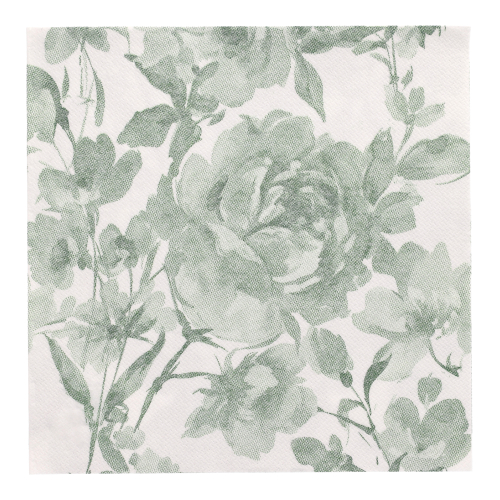 50 Servietten "ROYAL Collection" 1/4-Falz 40 cm x 40 cm dunkelgrün "Rose"