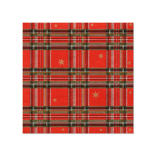 20 Servietten, 3-lagig 1/4-Falz 25 cm x 25 cm "Tartan"