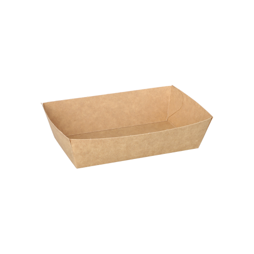 50 Snacktrays, Pappe "pure" 3,5 cm x 7 cm x 12 cm braun