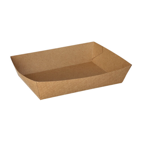 50 Snacktrays, Pappe "pure" 4 cm x 11 cm x 16 cm braun