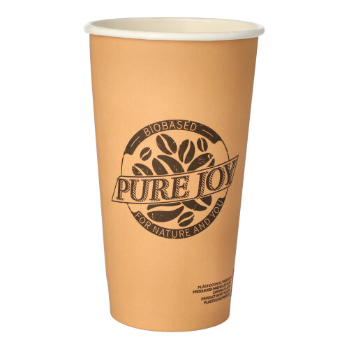 50 Trinkbecher, Pappe 0,5 L Ø 9 cm · 15 cm braun "Pure Joy"
