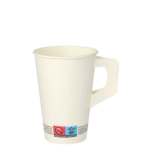 80 Trinkbecher mit Henkel, Pappe 0,2 L Ø 7 cm · 9,7 cm weiss