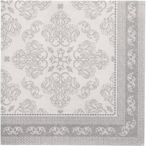 50 Servietten "ROYAL Collection" 1/4-Falz 40 cm x 40 cm grau "Arabesque"