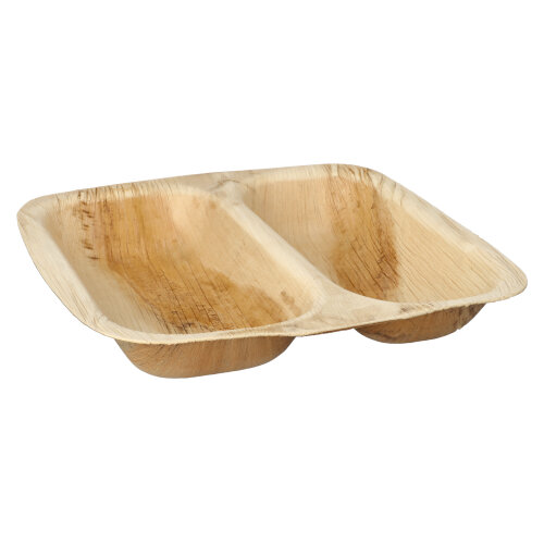 25 Siegelschalen Palmblatt "pure" eckig 700 ml 4 cm x 25 cm x 26 cm 2-geteilt