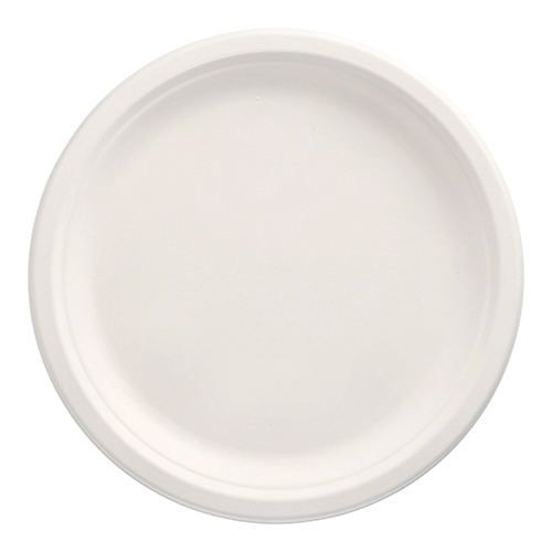 100 Teller, Zuckerrohr "pure" ungeteilt Ø 26 cm · 2 cm weiss