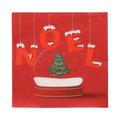 20 Servietten, 3-lagig 1/4-Falz 33 cm x 33 cm "Noel Enneige"