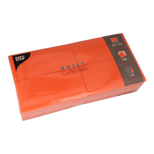 150 Servietten "DAILY Collection" 1/8-Falz 32 cm x 32 cm nektarine