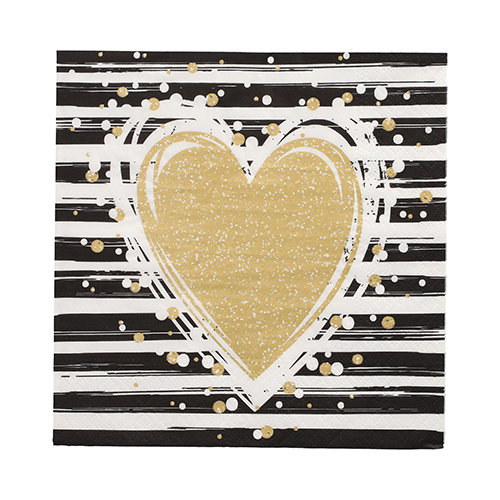 30 Servietten, 3-lagig 1/4-Falz 33 cm x 33 cm "Sparkling Heart"