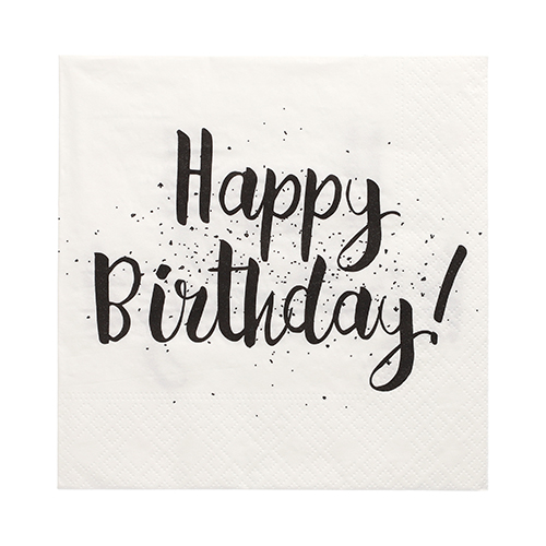 30 Servietten, 3-lagig 1/4-Falz 33 cm x 33 cm "Happy Birthday"