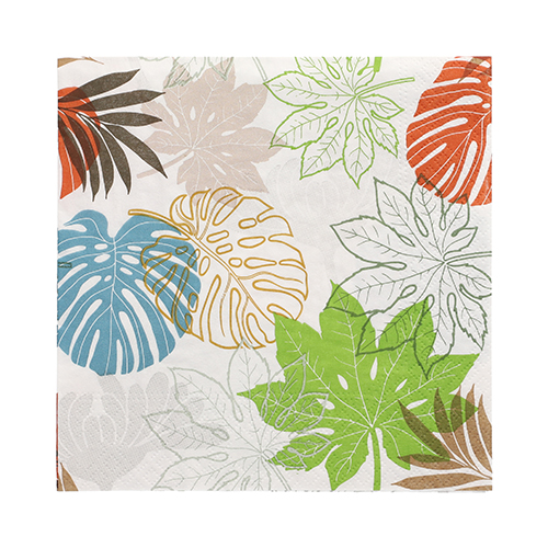 20 Servietten, 3-lagig 1/4-Falz 33 cm x 33 cm "Various Leaves"